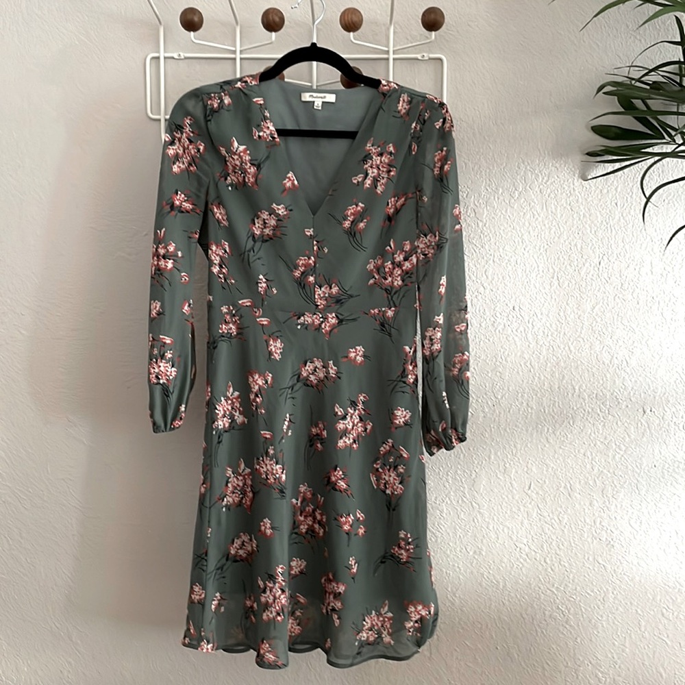 Madewell 3/4 sleeve floral pattern dress